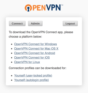 A screenshot of Open VPN Client UI.